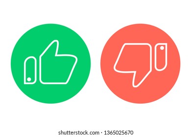 Like and dislike icon in a flat design