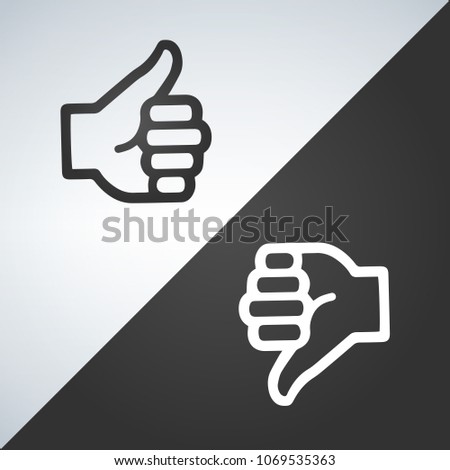 Like and dislike icon, flat design. vector illustraion isolated on modern background.