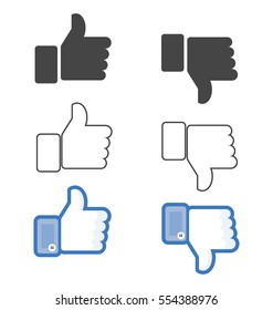 Like and dislike icon in flat and outline style. Thumbs up or down symbol for social networking service, your web site design, logo and app. Vector illustration