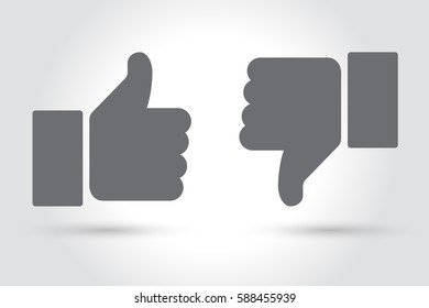 Like and Dislike icon isolated on grey background.  Vector illustration.