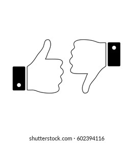 Like and dislike icon isolated on white background. Vector illustration