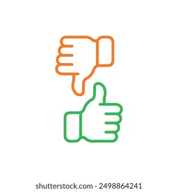 Icono de Me gusta y no me gusta sobre fondo blanco. Ilustración vectorial en estilo plano de moda