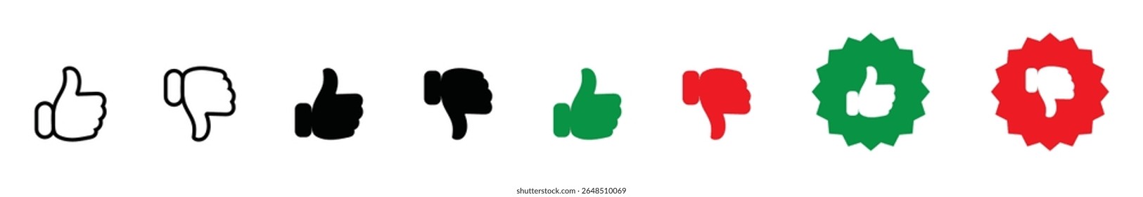 Like and dislike icon set