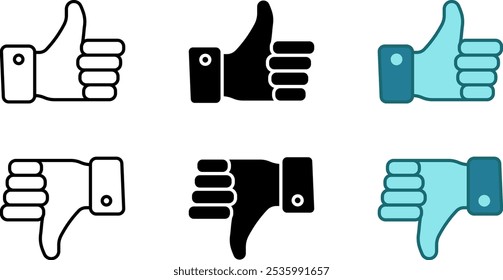 Like and Dislike icon set. Thumbs up and thumbs down sign. for mobile concept and web design. vector illustration on white background