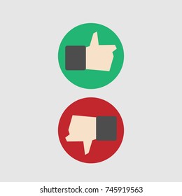 Like and dislike icon sign isolated