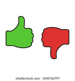 Like or dislike icon. Thumb up and thumb down. Vector illustration like and unlike.