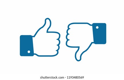 Like and dislike icon. Thumbs up and thumbs down.