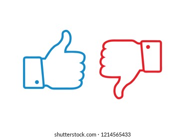 Like And Dislike Icon. Thumbs Up And Thumbs Down. Symbol For Web Site Computer And Mobile Vector.