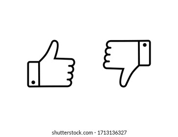 Like And Dislike Icon, Thumbs Up Thumbs Down Icon Vector