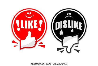 Like and dislike icon. Thumbs up and thumbs down. Mail Icon symbols for web site. Illustration, vector.