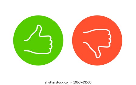 Like And Dislike Icon. Thumbs Up And Thumb Down, Hand Or Finger Illustration On Transparent Background. Symbol Of Positive And Negative.