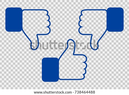 Like and Dislike Icon. Thumbs Up and Thumb Down, Hand or Finger Illustration on Transparent Background. Symbol of Positive and Negative. Rate Choice for Social Media, Web and Apps.