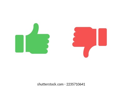 Like and dislike icon vector design with green and red color