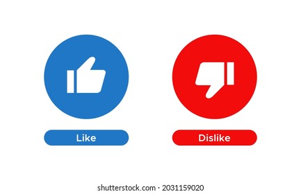 Like and Dislike Icon Vector on Circle Button