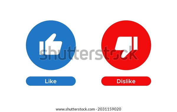 Like and Dislike\
Icon Vector on Circle\
Button