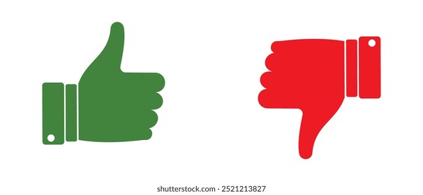 Icono de me gusta y no me gusta, Vector. Icono de pulgar hacia arriba y pulgar hacia abajo, Vector, diseño de símbolos. Me gustan y no me gustan los Botones para App móviles, Sitios web y diseño de logotipos.  Ilustración vectorial.