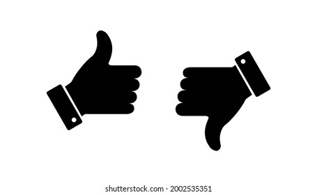 Like and dislike icon vector. Thumbs up and thumbs down icon vector. Hand like and dislike