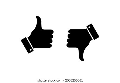 Like and dislike icon vector. Thumbs up and thumbs down icon vector. Hand like and dislike