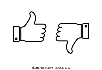 Like and dislike icon vector. Thumbs up and thumbs down icon vector. Hand like and dislike