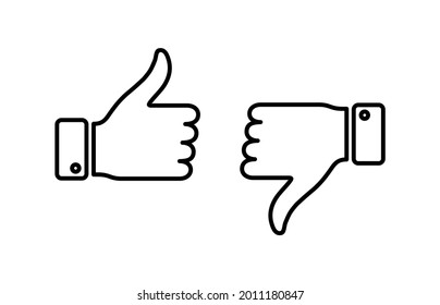 Like and dislike icon vector. Thumbs up and thumbs down icon vector. Hand like and dislike