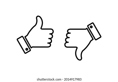 Like and dislike icon vector. Thumbs up and thumbs down icon vector. Hand like and dislike