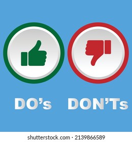 like dislike icon,DO and DON't or like isolated on blue background,vector illustration.eps10.