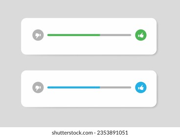 Gleichartiger und nicht gefälliger Feedbackindikator-Schieberegler für Icons mit Daumen nach oben und Daumen nach unten oder mit einem rutschigen Schieberegler für Apps und Websites