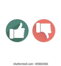 Like and dislike icons. Flat design. Vector illustration