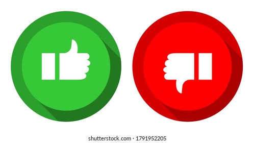 like and dislike icons, isolated on white background