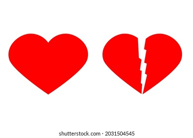 Like and dislike icons. Red heart. Vector illustration.