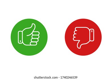 Like and dislike icons set. Selection buttons between "no" and "yes". Set of modern color and style.