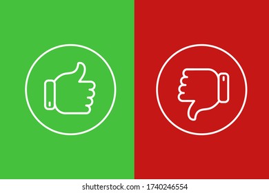 Like and dislike icons set. Selection buttons between "no" and "yes". Set of modern color and style.