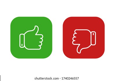 Like and dislike icons set. Selection buttons between "no" and "yes". Set of modern color and style.