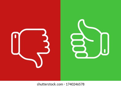 Like and dislike icons set. Selection buttons between "no" and "yes". Set of modern color and style.