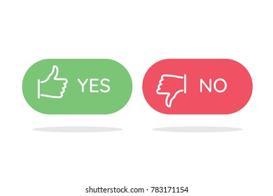 Like and dislike icons set. Selection buttons between "no" and "yes". Set of modern color and style. 