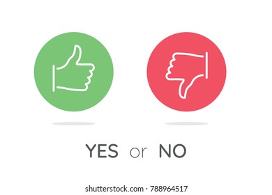 Like and dislike icons set. Selection buttons between "no" and "yes". Set of modern color and style. 