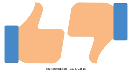 Like and dislike icons set. Simple vector sign .Thumbs up and thumbs down. Vector illustration.