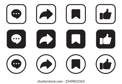 Like and dislike icons set. Social media reaction sign symbol. Vector illustration EPS 10