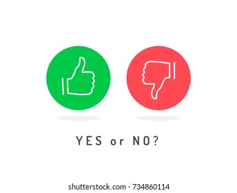 Like and dislike icons set. Thumb up and thumb down. Yes or no? Trendy flat vector.