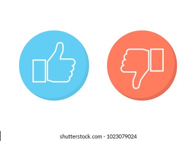 Like and dislike icons set. Thumbs up and thumbs down. Vector illustration. Like and dislike icons set. Thumbs up and thumbs down. Vector illustration.