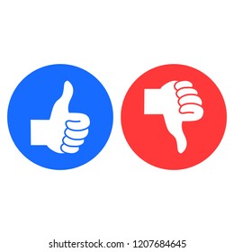 Like and dislike icons set. Thumbs up and thumbs down. Modern graphic elements for web banners, web sites, printed materials, infographics. Vector round thin line icons isolated on white background