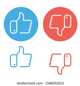 Like and dislike icons set. Thumbs up and thumbs down. Vector 