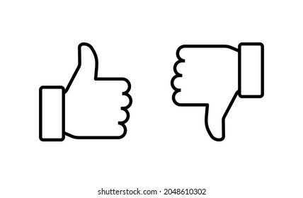 Like and dislike icons set. Thumbs up and thumbs down sign and symbol.