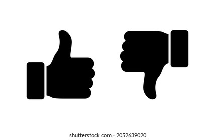 Like and dislike icons set. Thumbs up and thumbs down sign and symbol.