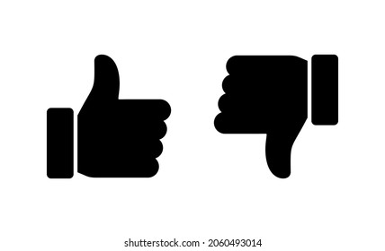 Like and dislike icons set. Thumbs up and thumbs down sign and symbol.