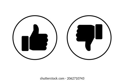 Like and dislike icons set. Thumbs up and thumbs down sign and symbol.