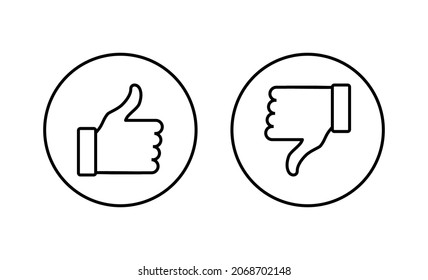 Like and dislike icons set. Thumbs up and thumbs down sign and symbol.