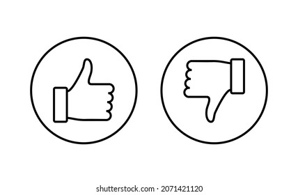 Like and dislike icons set. Thumbs up and thumbs down sign and symbol.