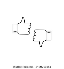 Like and dislike icons set. Thumbs up and thumbs down. Vector illustration.
