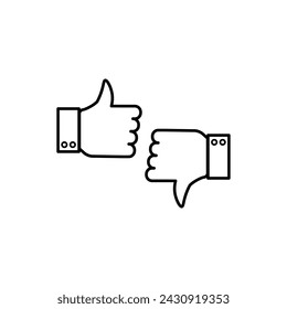 Like and dislike icons set. Thumbs up and thumbs down. Vector illustration.
